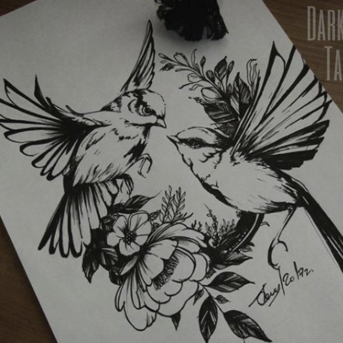tattoo sparrows in flight sketch