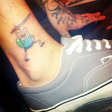 Adventure Time tattoo on ankle