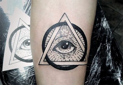 Tattoo of an eye in a triangle