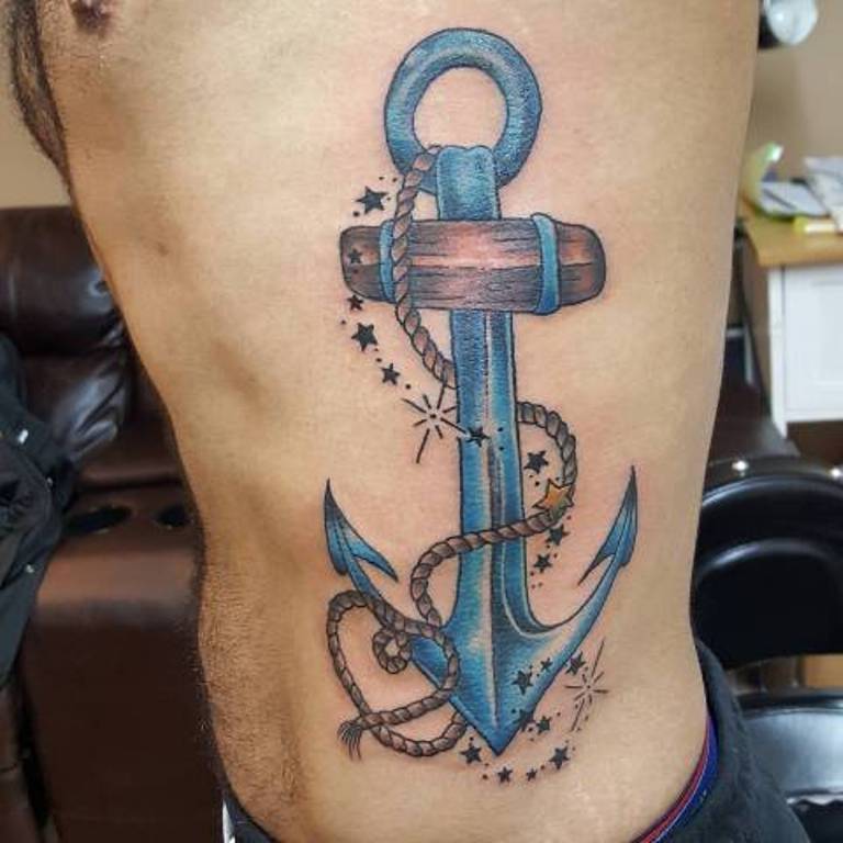 Tattoo anchor on the side