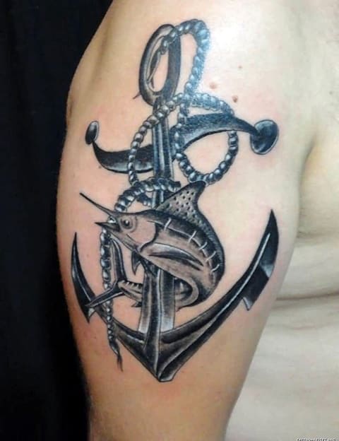 Tattoo Anchor on Shoulders of Men
