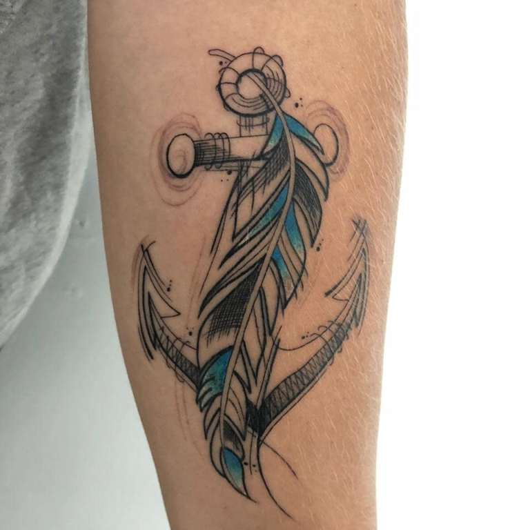 Anchor tattoo on hand