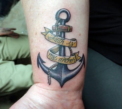 Anchor tattoo on wrist