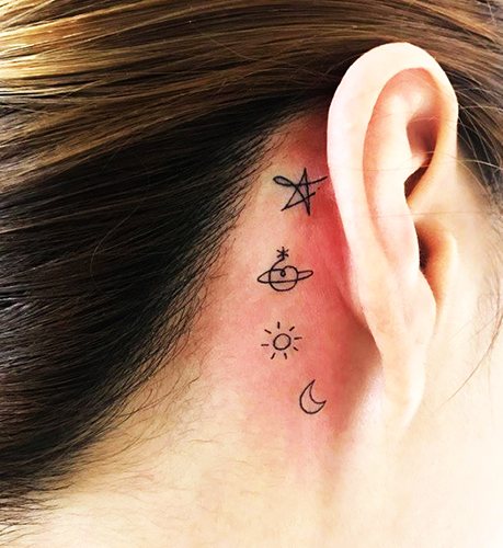 Tattoo behind the ear for girls. Photos, sketches, meaning