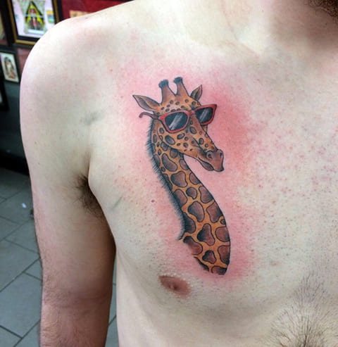Tattoo giraffe on chest for men