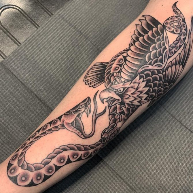 snake tattoo on his leg