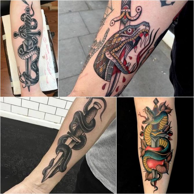 Tatuaggio serpente - Tatuaggio serpente e pugnale - Tatuaggio serpente