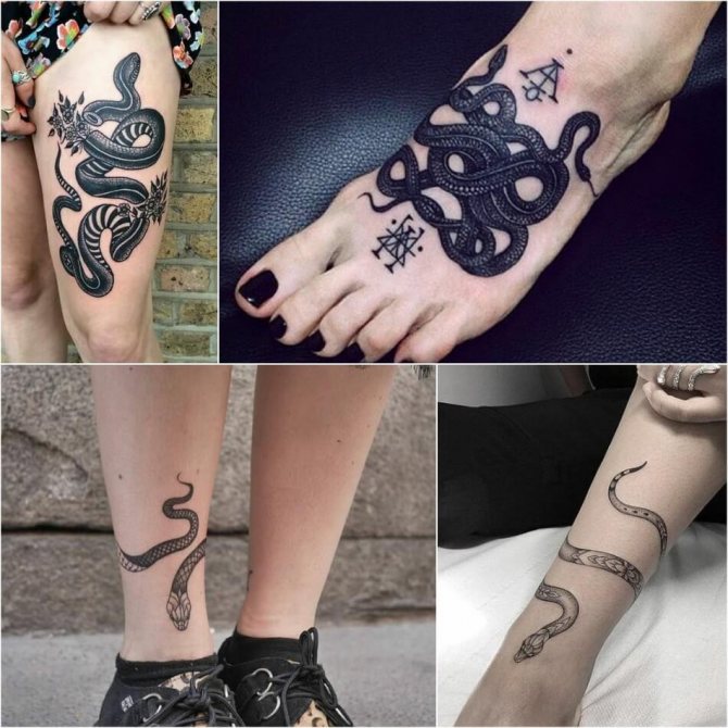 Tatuaj de șarpe - Tatuaj de șarpe pe picior - Tatuaj de șarpe