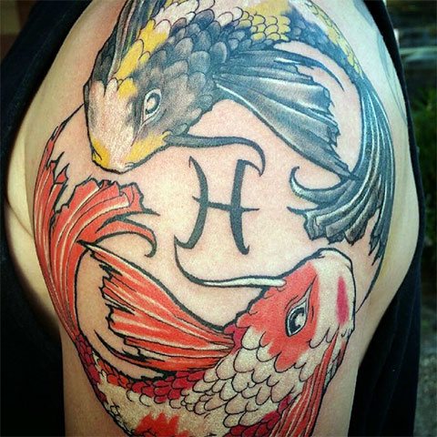 Tattoo the sign of the zodiac on a fish