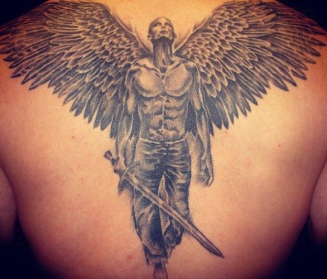 Tattoo of a guardian angel