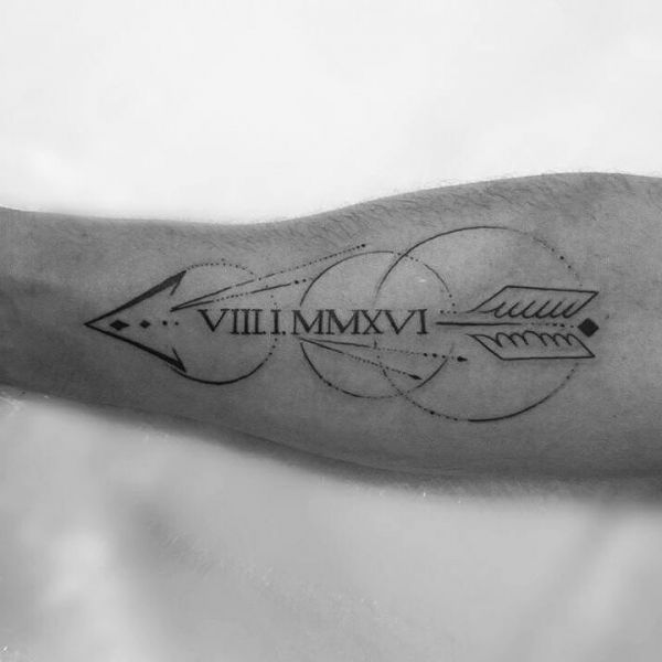 Tattoo date in an arrow