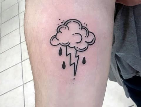 Rain cloud and lightning tattoo