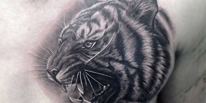 Tattoo of a tiger head