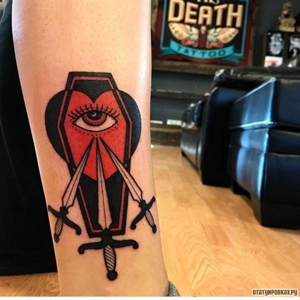 Tattoo of a coffin, grave