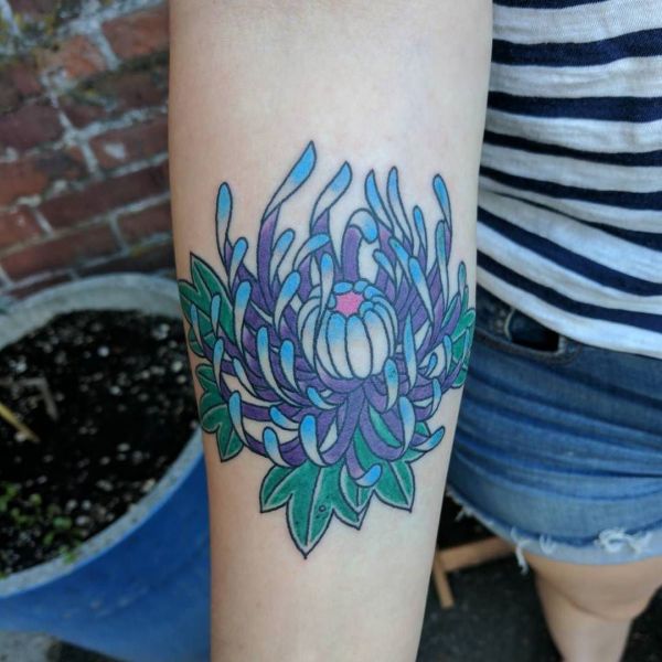 Chrysanthemum tattoo on arm
