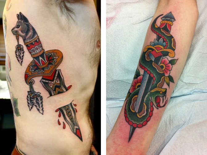 Tattoo of a dagger and its meaning