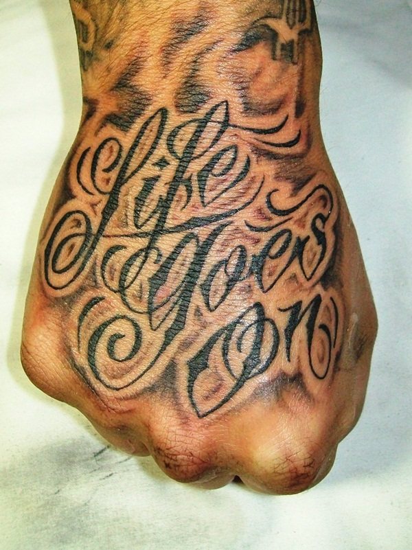 Tattoo on hands of a man