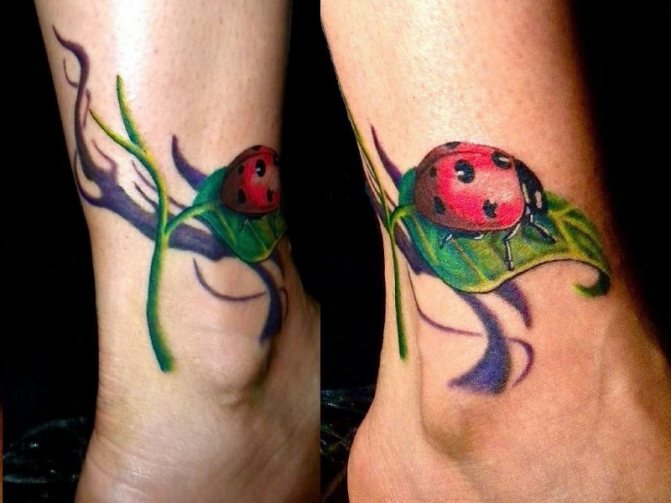 Ladybug ankle tattoo