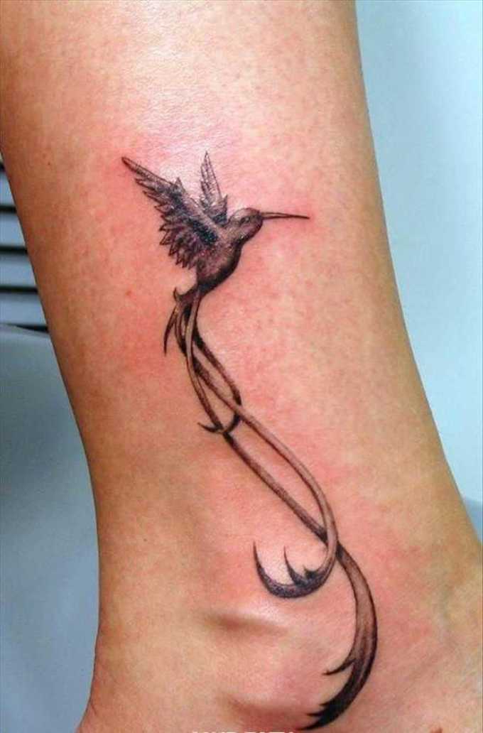 Hummingbird ankle tattoo