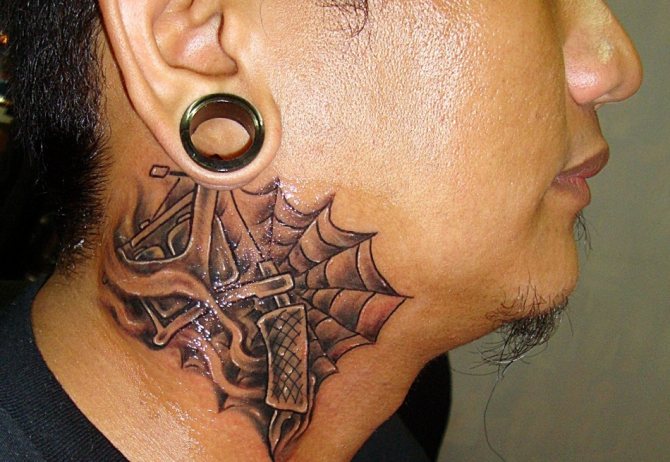 Tattoo on male neck