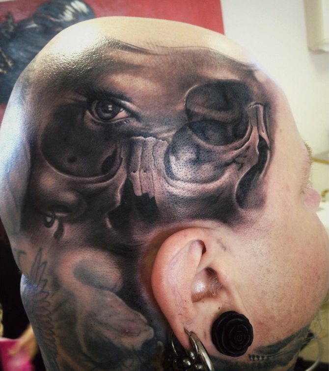 Tattoo on a man's head