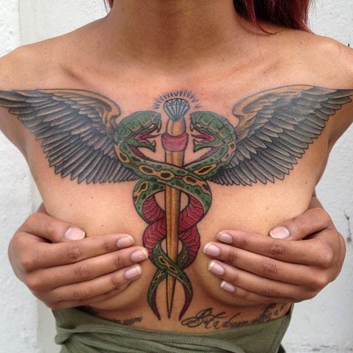 Tattoo on a woman's chest