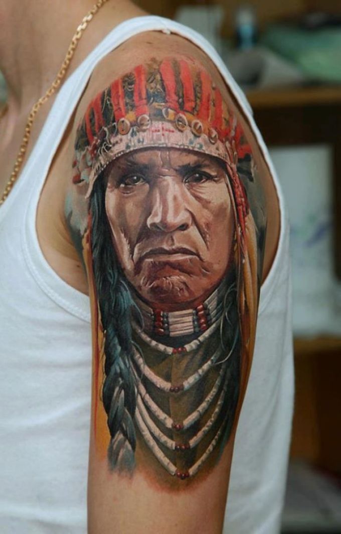 Native American Face amulet tattoo