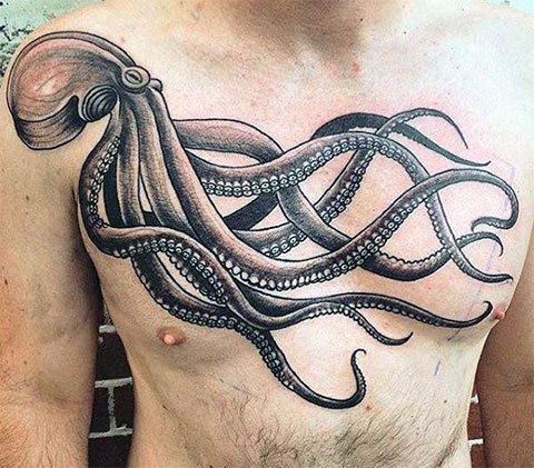 Octopus tattoo on chest