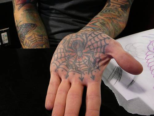 Tattoo-web-on-the palm