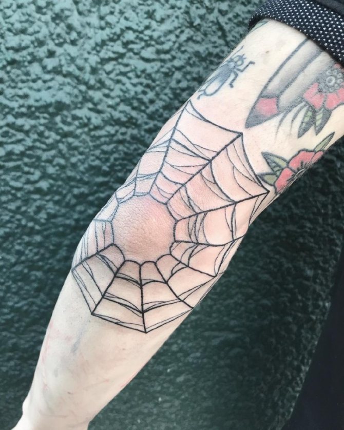 Tattoo of a spider web