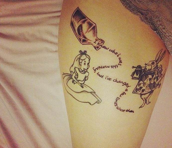 Tattoo based on a fairy tale about Alice