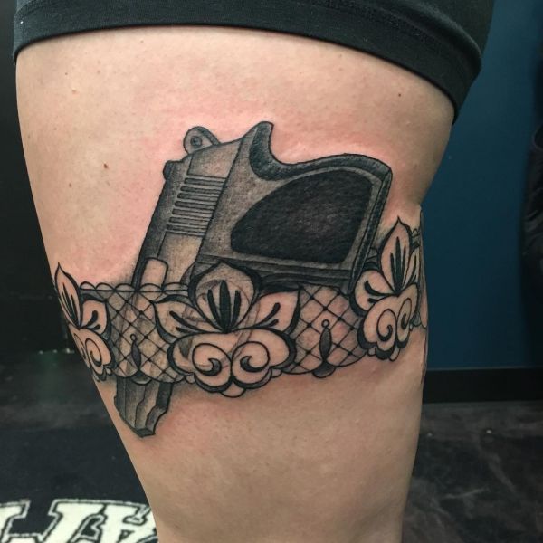 Garter Gun Tattoo