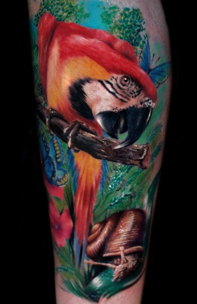 Tattoo of a parrot