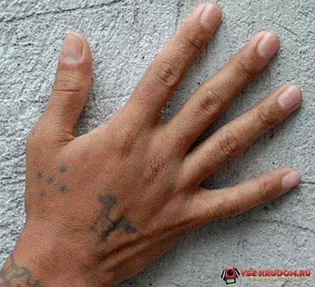 Tattoo five dots on hand