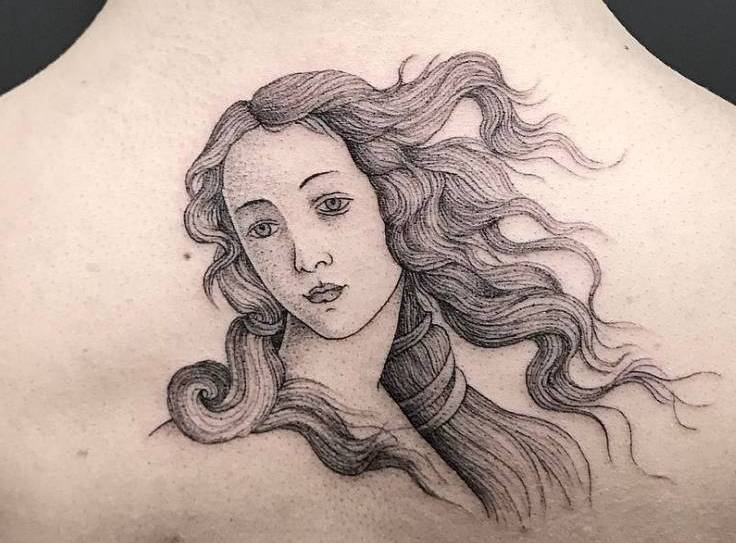 Geburt der Venus Tattoo auf dem Rücken