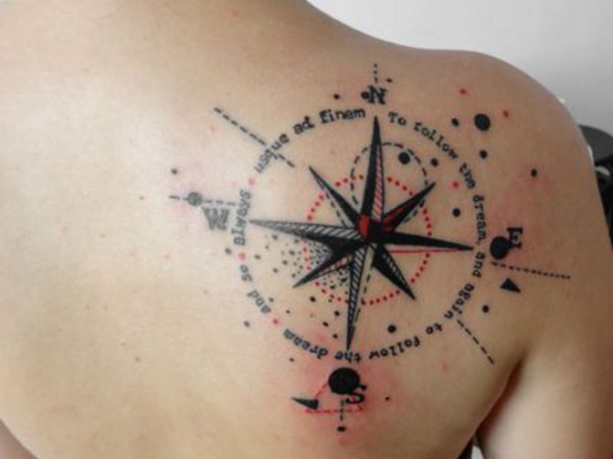 Tattoo runic compass: meaning, designs male and female