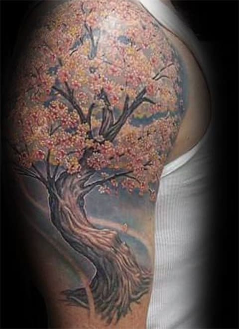 Tattoo with a cherry tree