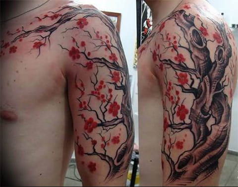 Tattoo with Sakura branches