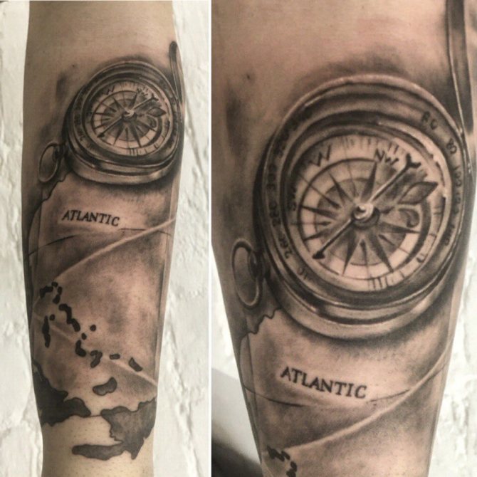 Tattoo Scandinavian Viking compass: meaning, male and female sketches
