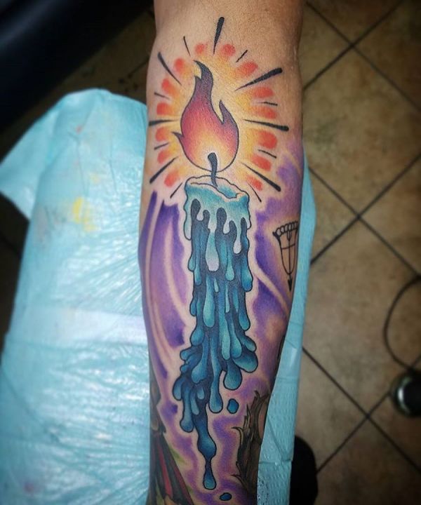 Old Style Candle Tattoo