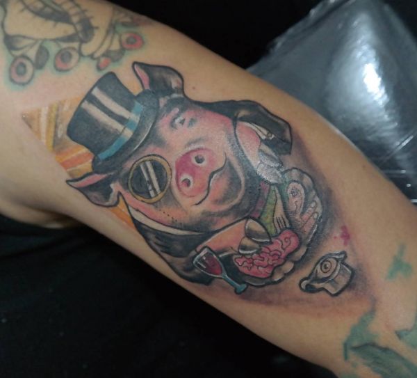 Pig in the Hat Tattoo