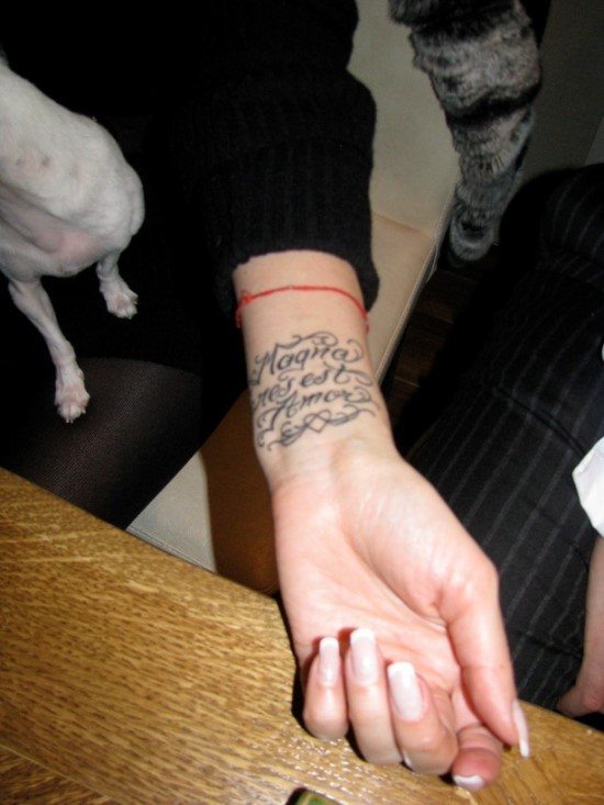 Tattoo on the wrist of Lera Kudryavtseva
