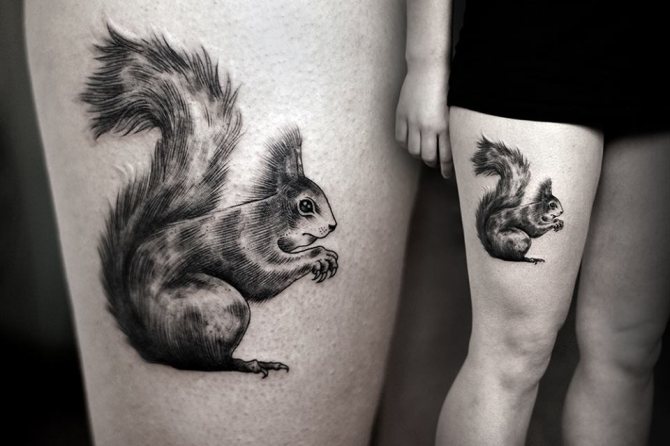 Tattoo in the shape of a squirrel