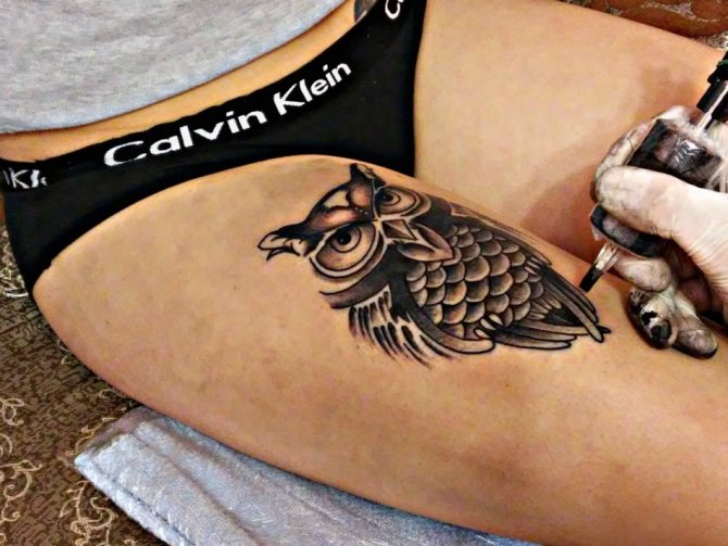 Tattoo in the shape of an owl