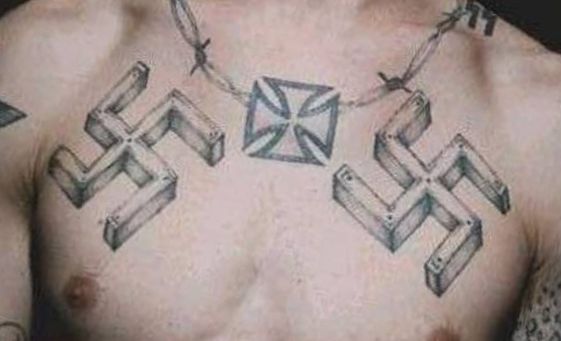Tattoo in the form of a swastika