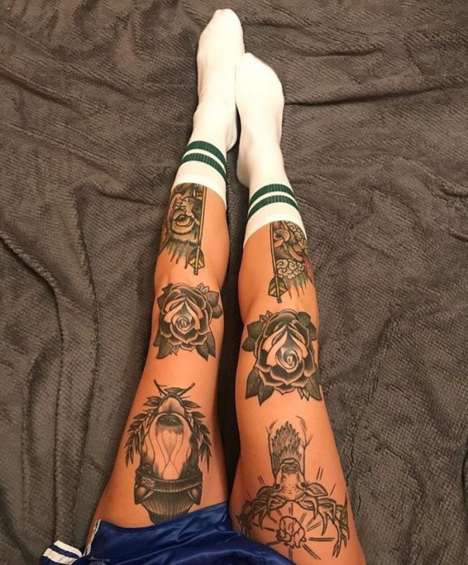 Tattoos on girls legs