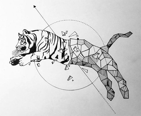 Tiger in geometry - tattoo sketch