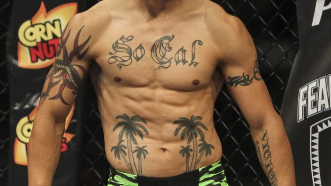 Kaba Swanson's torso with a tattoo