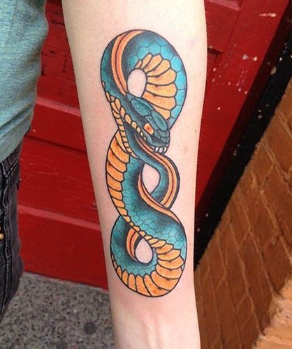 Ouroboros tattoo. Sketch, meaning around arm, leg, wrist, back, neck