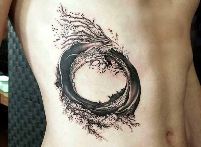 Ouroboros tattoo. Sketch, meaning around the arm, leg, wrist, on the back, neck